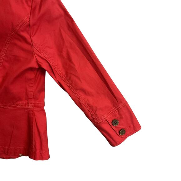 CAbi Red Fitted Cropped Jacket Blazer Women's Cotton Stretch Size 4 Career - Picture 8 of 13